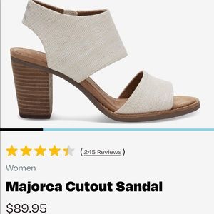 Toms Majorca Cutout Sandal natural zipper sandals 3” heel Like new W9